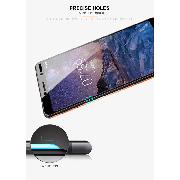 mocolo 0.33mm 9H 3D Curved Full Screen Tempered Glass Film for Nokia 7 Plus (Black)
