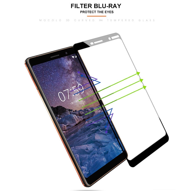 mocolo 0.33mm 9H 3D Curved Full Screen Tempered Glass Film for Nokia 7 Plus (Black)