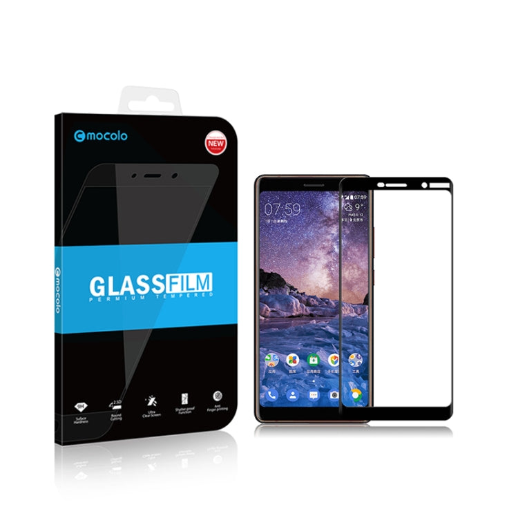 mocolo 0.33mm 9H 3D Curved Full Screen Tempered Glass Film for Nokia 7 Plus (Black)