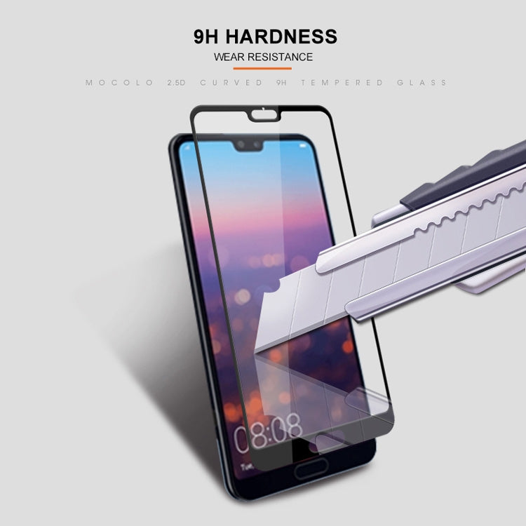 mocolo 0.33mm 9H 2.5D Silk Print Tempered Glass Film for Huawei P20 (Black)
