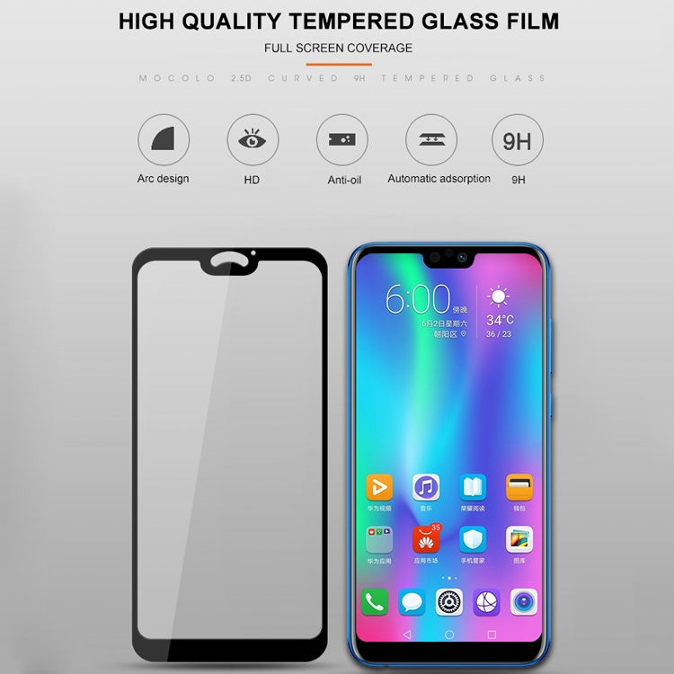 mocolo 0.33mm 9H 2.5D Silk Print Tempered Glass Film for Huawei Honor 9I (Black)