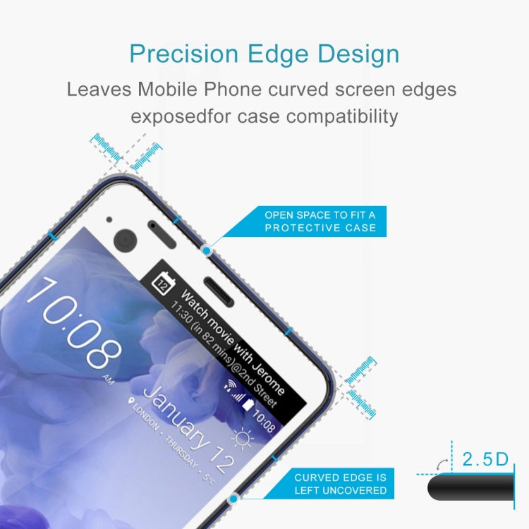 For HTC U Ultra 0.3mm 9H Surface Hardness 2.5D Curved Silk-screen Full Screen Tempered Glass Screen Protector