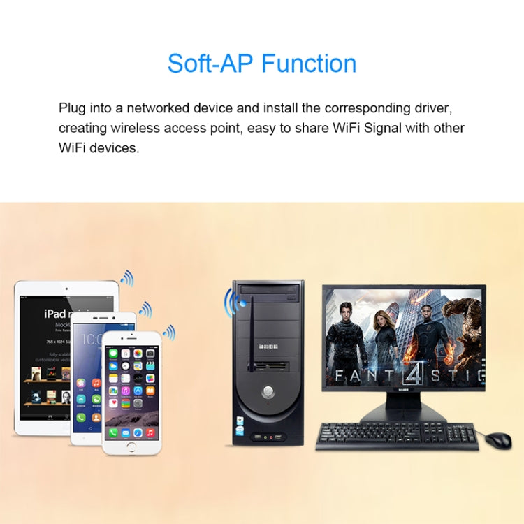 LV-UW10-5db USB 2.0 150Mbps 2.4GHz WiFi Wireless Adapter + Antenna