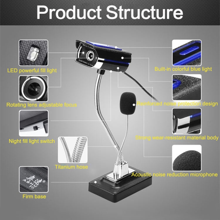 ASHU F11 HD Computer USB WebCam with Microphone & Bi-colour Light