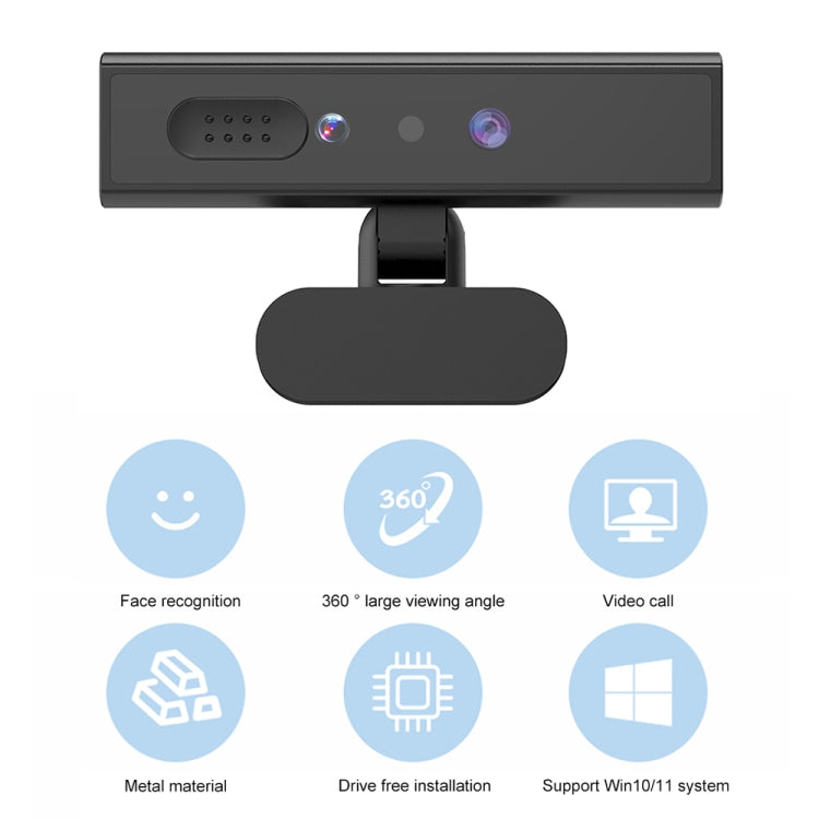 C7 1080P Windows Hello Face Recognition Video Call Web Camera (Black)