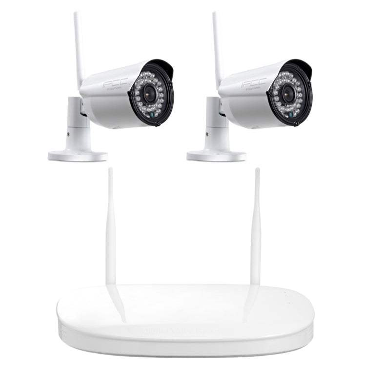 IPCC-Kit12 IPCC-N2 2 x HD 720P P2P 1.0 MP WiFi Wireless IP Security Camera + 4CH NVR Set, Support Monitor Detection & IR Night Vision(White)