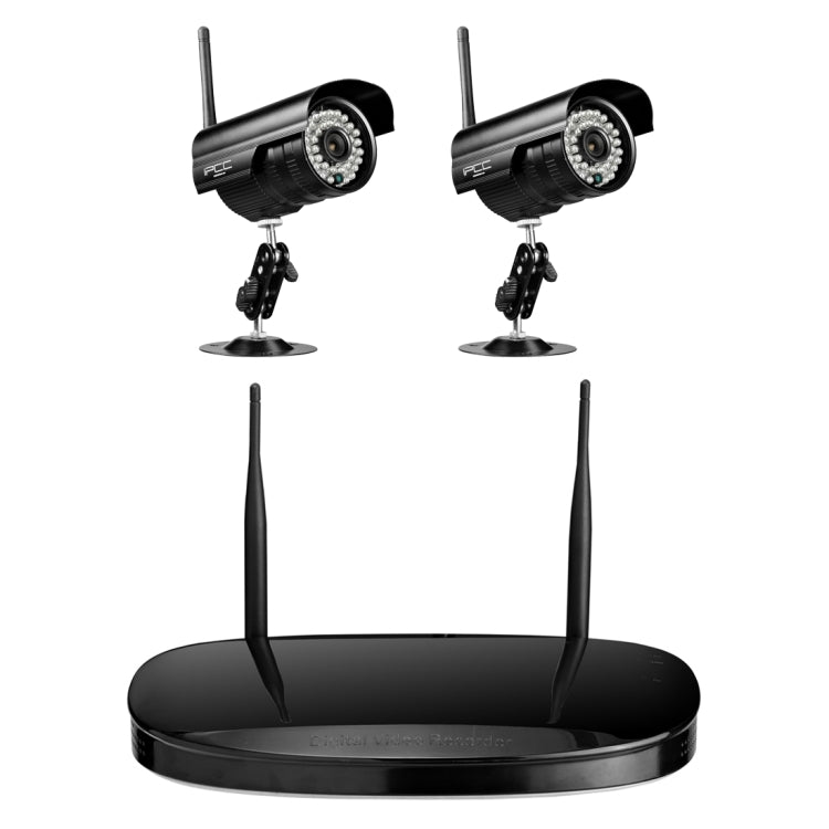 IPCC-Kit15N IPCC-N2 2 x HD 720P P2P 1.0 MP WiFi Wireless IP Security Camera + 4CH NVR Set, Support Monitor Detection & IR Night Vision(Black)