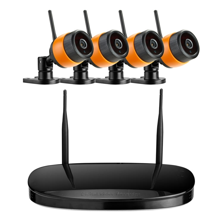 IPCC-KitB16 IPCC-N4 4 x HD 720P P2P 1.0 MP WiFi Wireless IP Security Camera + 4CH NVR Set, Support Monitor Detection & IR Night Vision(Black)