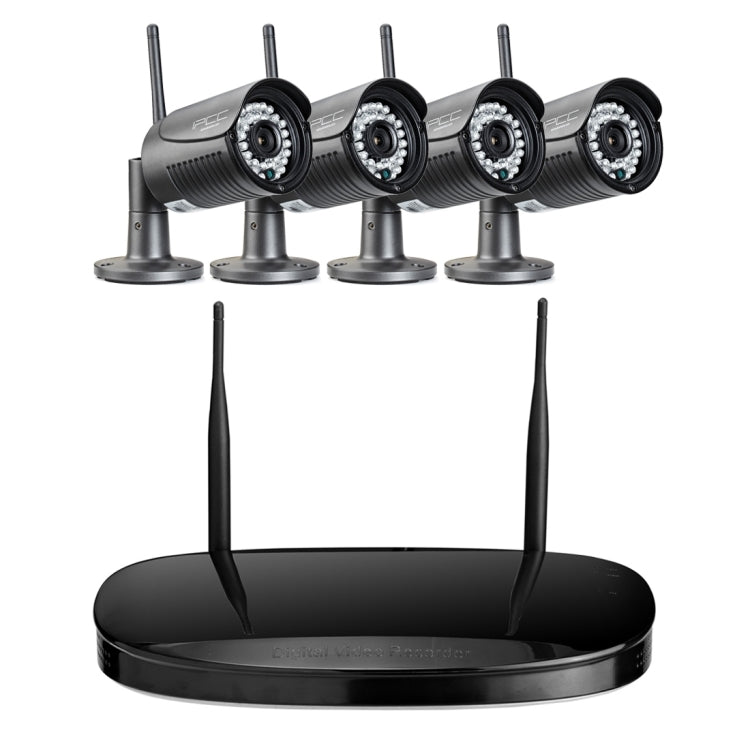 IPCC-KitH03B IPCC-N4 4 x HD 720P P2P 1.0 MP WiFi Wireless IP Security Camera + 4CH NVR Set, Support Monitor Detection & IR Night Vision(Black)