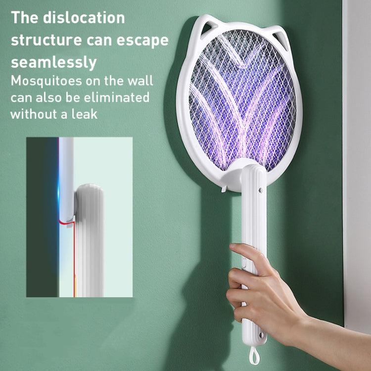 Cat Ear Rotary Electric Mosquito Swatter (White)