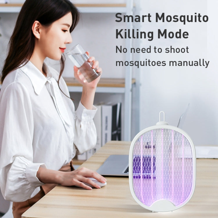 Multifunctional Rotating Folding Electric Mosquito Swatter (White)