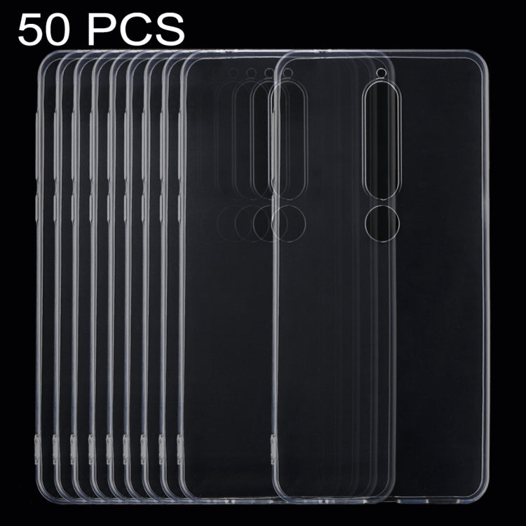 50 PCS For Nokia 6 (2018) 0.75mm Ultra-thin Transparent TPU Protective Back Cover Case