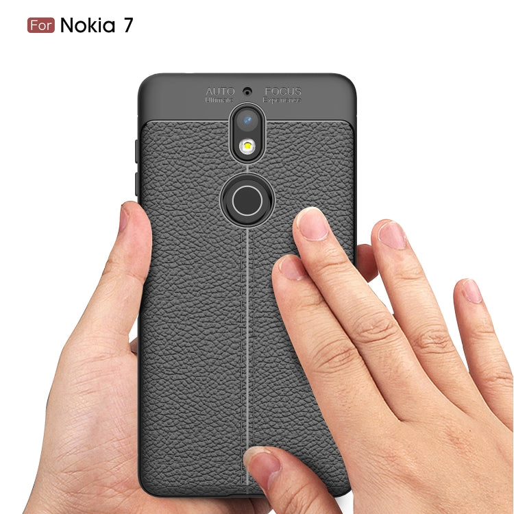 For Nokia 7 Litchi Texture Soft TPU Protective Case
