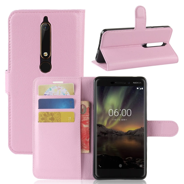 For Nokia 6 (2018) Litchi Texture Horizontal Flip Leather Case with Holder & Card Slots & Wallet