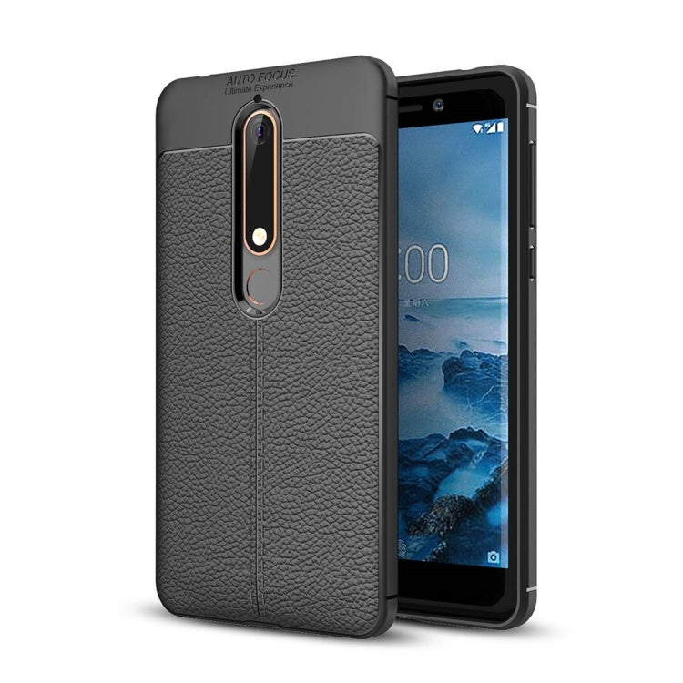 For Nokia 6 (2018) Litchi Texture Soft TPU Protective Back Cover Case