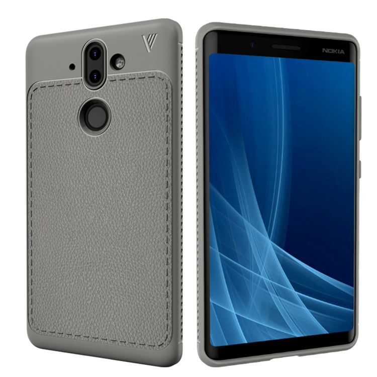 Lenuo Leshen Series for Nokia 8 Sirocco TPU Litchi Texture Dropproof Protective Back Cover Case
