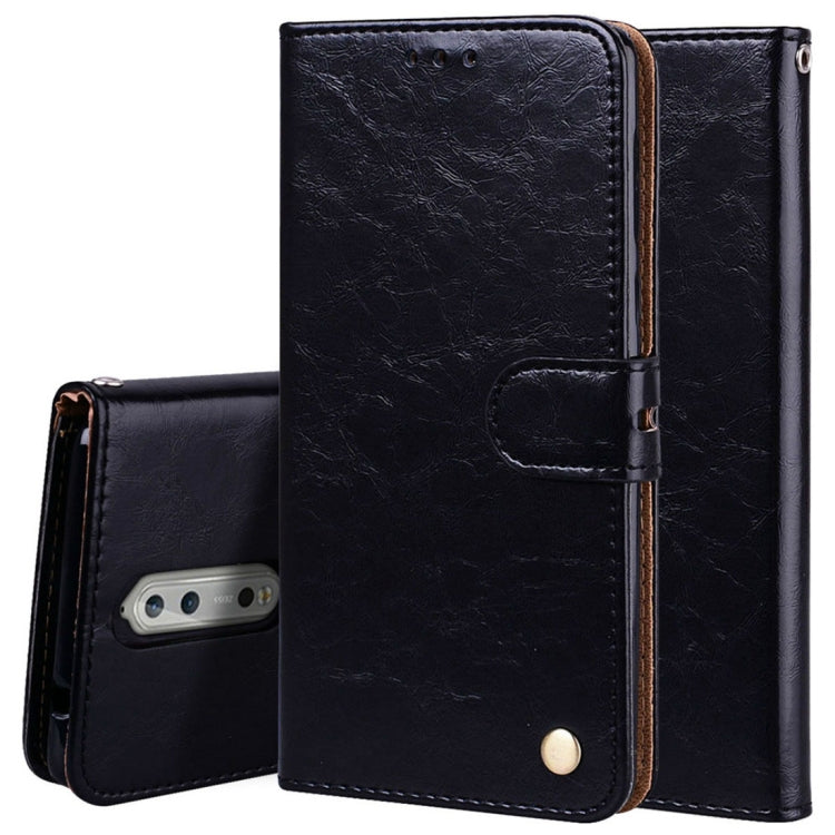 For Nokia 8 Business Style Oil Wax Texture Horizontal Flip Leather Case with Holder & Card Slots & Wallet
