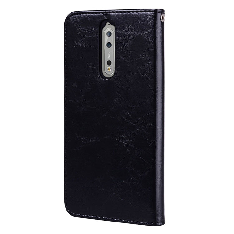 For Nokia 8 Business Style Oil Wax Texture Horizontal Flip Leather Case with Holder & Card Slots & Wallet