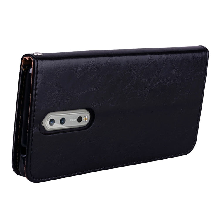 For Nokia 8 Business Style Oil Wax Texture Horizontal Flip Leather Case with Holder & Card Slots & Wallet