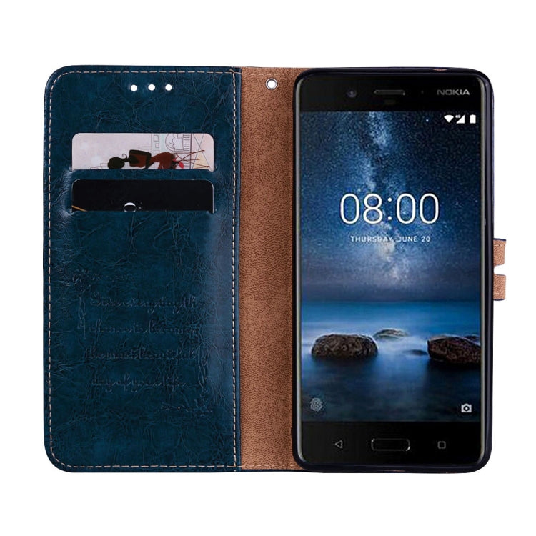 For Nokia 8 Business Style Oil Wax Texture Horizontal Flip Leather Case with Holder & Card Slots & Wallet