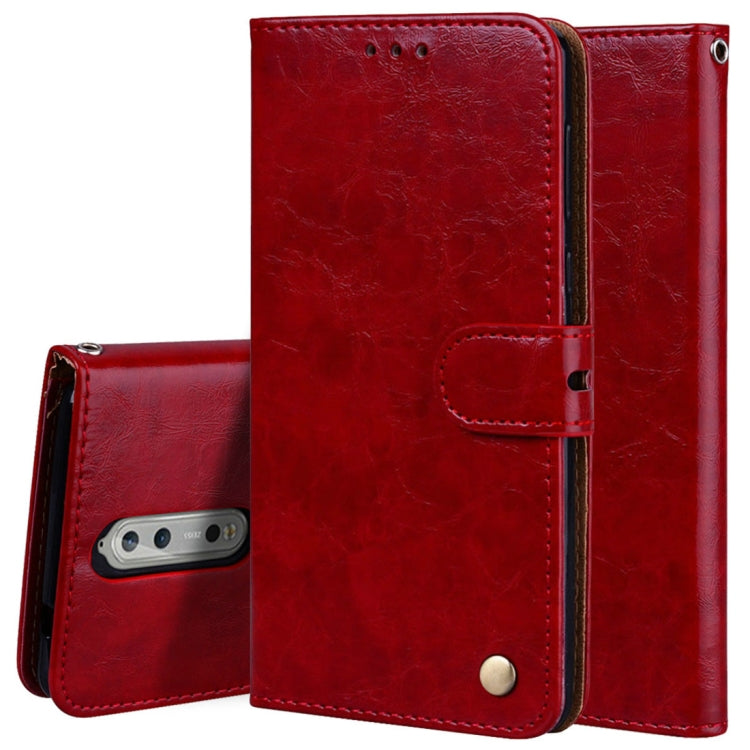 For Nokia 8 Business Style Oil Wax Texture Horizontal Flip Leather Case with Holder & Card Slots & Wallet