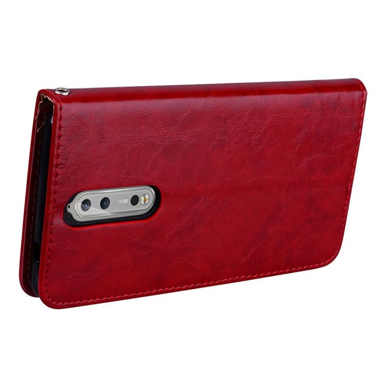 For Nokia 8 Business Style Oil Wax Texture Horizontal Flip Leather Case with Holder & Card Slots & Wallet