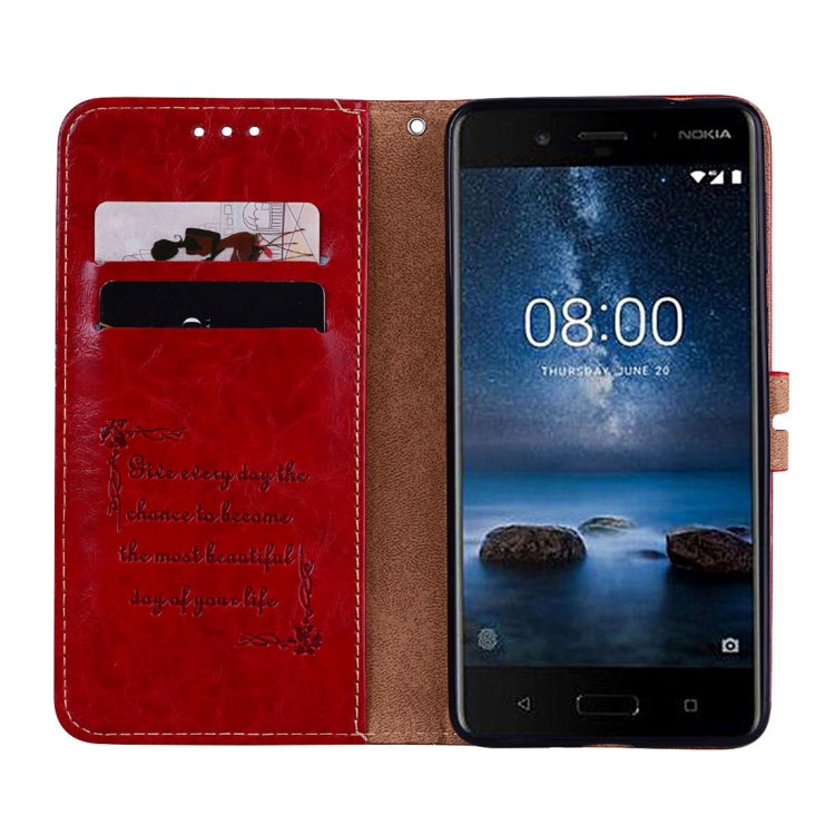 For Nokia 8 Business Style Oil Wax Texture Horizontal Flip Leather Case with Holder & Card Slots & Wallet