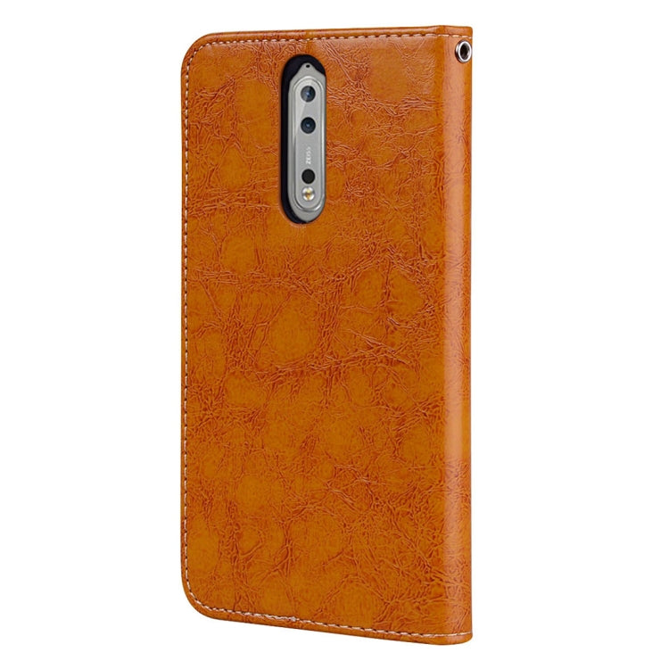 For Nokia 8 Business Style Oil Wax Texture Horizontal Flip Leather Case with Holder & Card Slots & Wallet