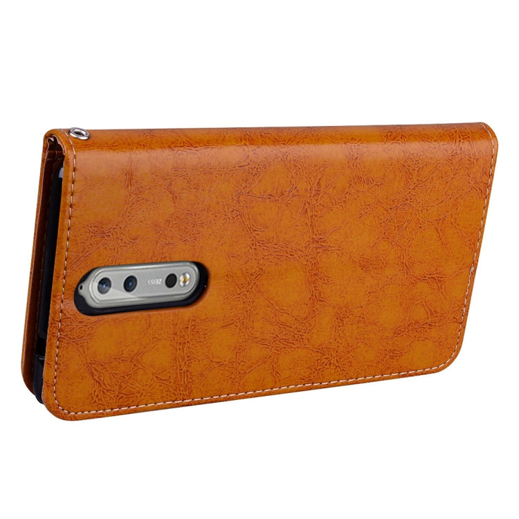 For Nokia 8 Business Style Oil Wax Texture Horizontal Flip Leather Case with Holder & Card Slots & Wallet