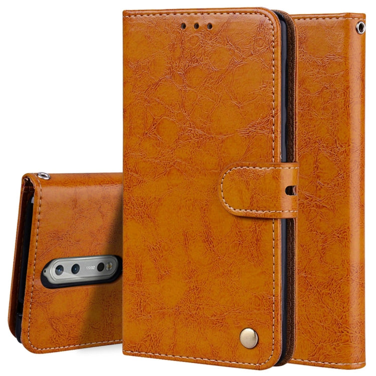For Nokia 8 Business Style Oil Wax Texture Horizontal Flip Leather Case with Holder & Card Slots & Wallet
