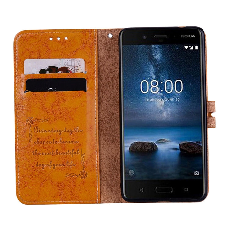 For Nokia 8 Business Style Oil Wax Texture Horizontal Flip Leather Case with Holder & Card Slots & Wallet