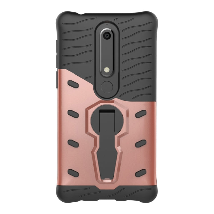 For Nokia 6 (2018) PC + TPU Dropproof Sniper Hybrid Protective Back Case with 360 Degree Rotation Holder