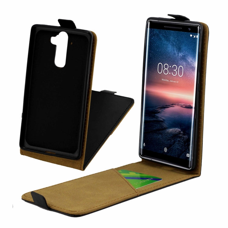 Business Style Vertical Flip TPU Leather Case for Nokia 8 sirocco , with Card Slot (Black)