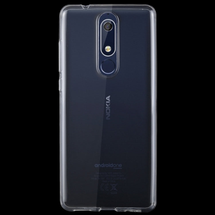 50 PCS 0.75mm Transparent TPU Case for Nokia 5.1