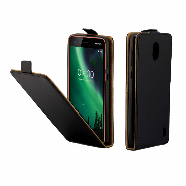 Business Style Vertical Flip TPU Leather Case for Nokia 2 , with Card Slot (Black)
