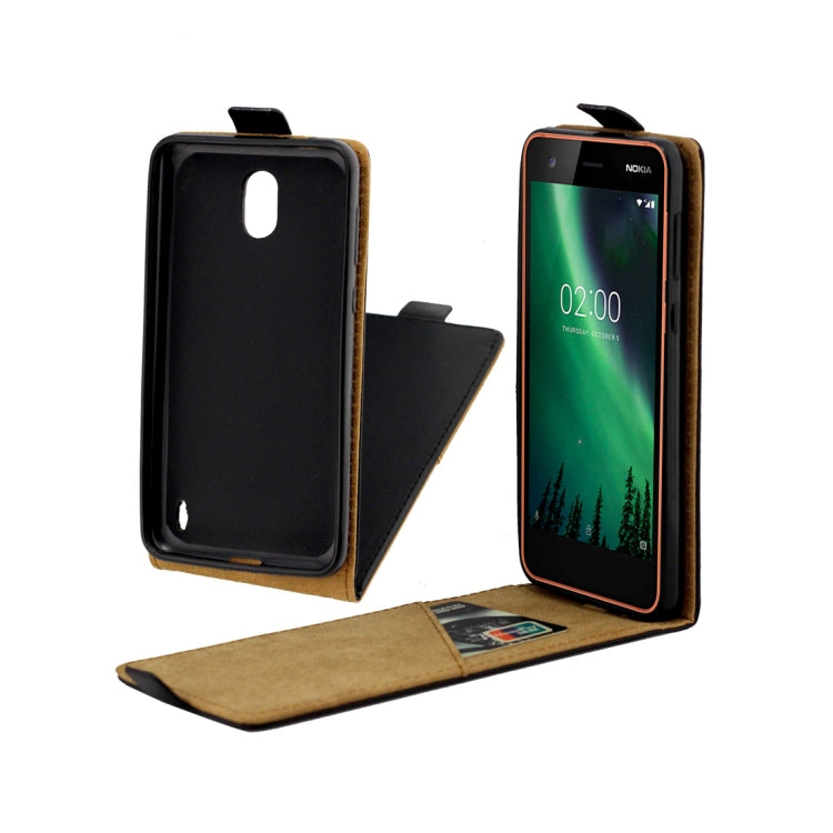 Business Style Vertical Flip TPU Leather Case for Nokia 2 , with Card Slot (Black)