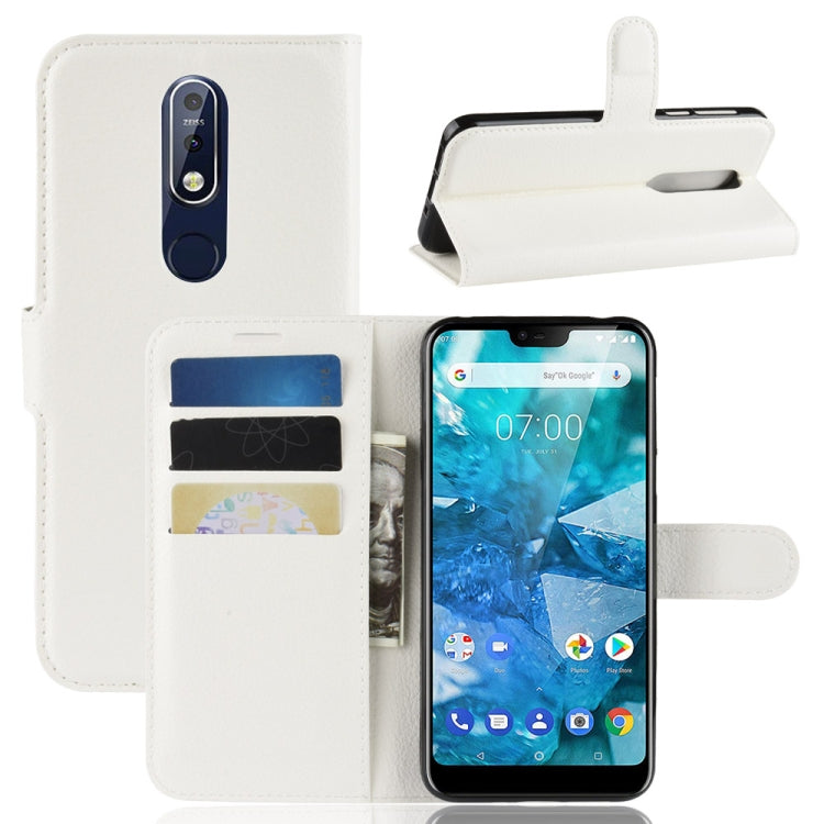 Litchi Texture Horizontal Flip Leather Case for Nokia 7.1, with Wallet & Holder & Card Slots