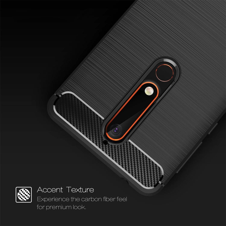 For Nokia 6 (2018) Brushed Texture Carbon Fiber Shockproof TPU Protective Back Case