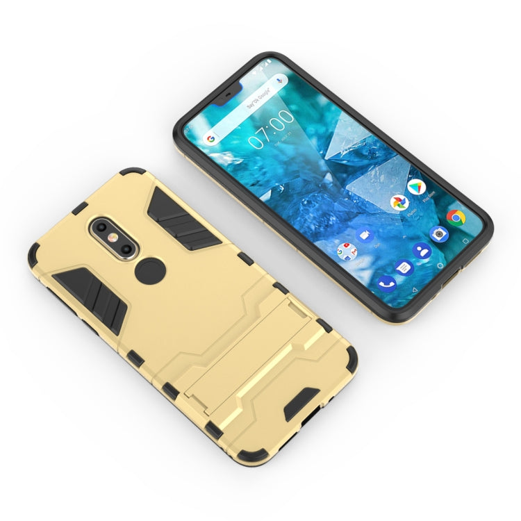 Shockproof PC + TPU Case for Nokia 7.1, with Holder