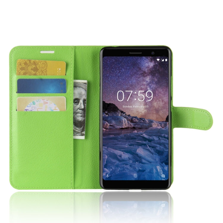 For Nokia 7 Plus PU + TPU Litchi Texture Horizontal Flip Leather Case with Wallet & Holder & Card Slots