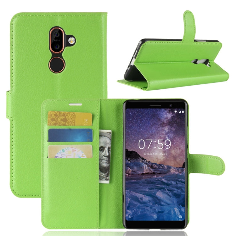 For Nokia 7 Plus PU + TPU Litchi Texture Horizontal Flip Leather Case with Wallet & Holder & Card Slots