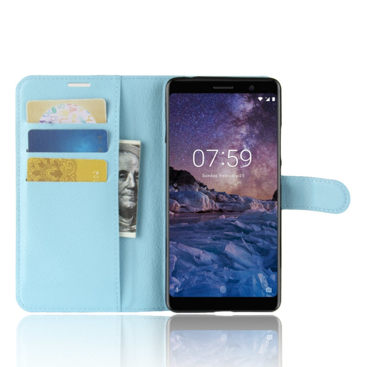 For Nokia 7 Plus PU + TPU Litchi Texture Horizontal Flip Leather Case with Wallet & Holder & Card Slots