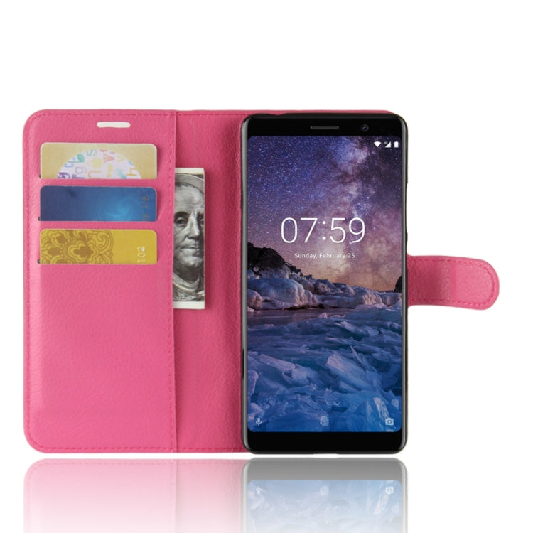 For Nokia 7 Plus PU + TPU Litchi Texture Horizontal Flip Leather Case with Wallet & Holder & Card Slots