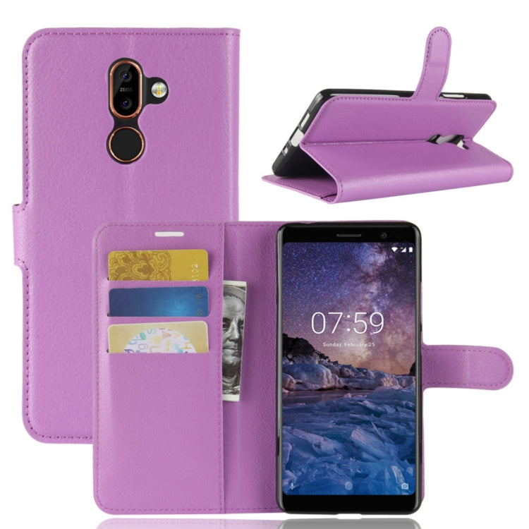For Nokia 7 Plus PU + TPU Litchi Texture Horizontal Flip Leather Case with Wallet & Holder & Card Slots