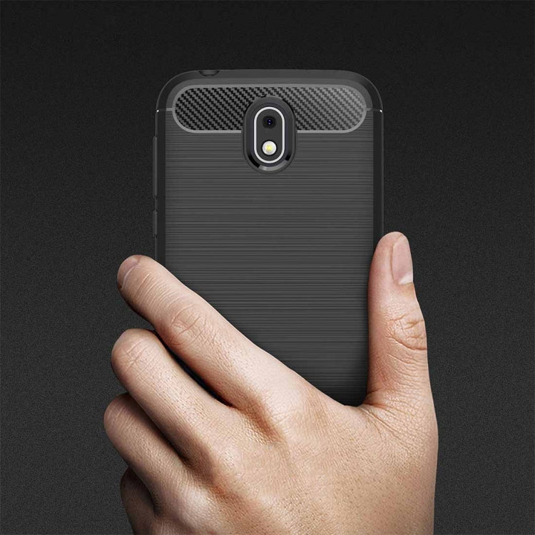 For Nokia 1 Brushed Texture Carbon Fiber Shockproof TPU Protective Back Case