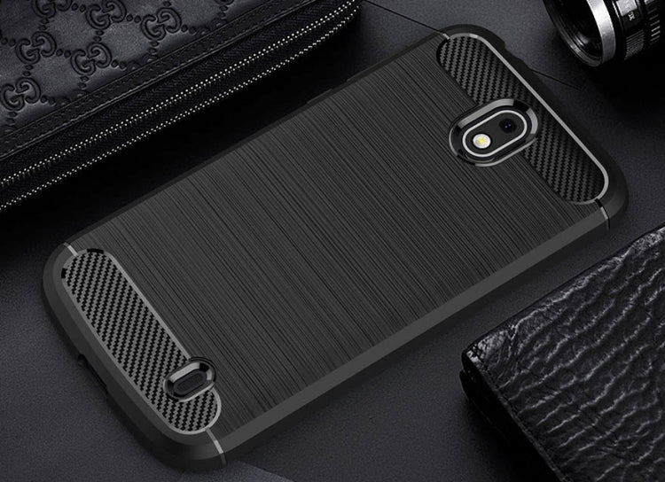 For Nokia 1 Brushed Texture Carbon Fiber Shockproof TPU Protective Back Case