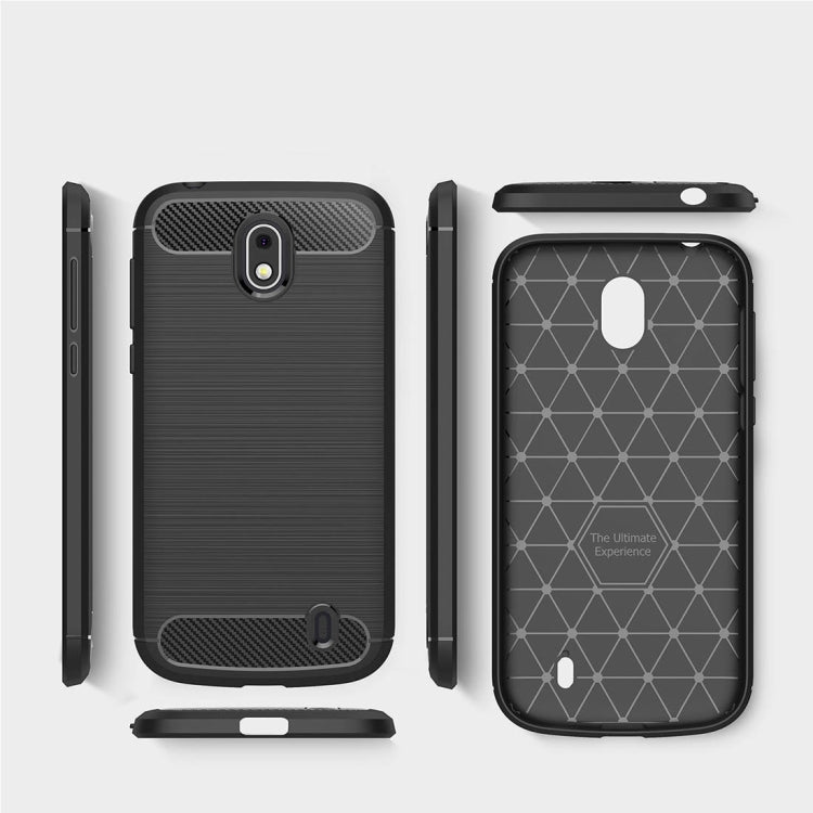 For Nokia 1 Brushed Texture Carbon Fiber Shockproof TPU Protective Back Case