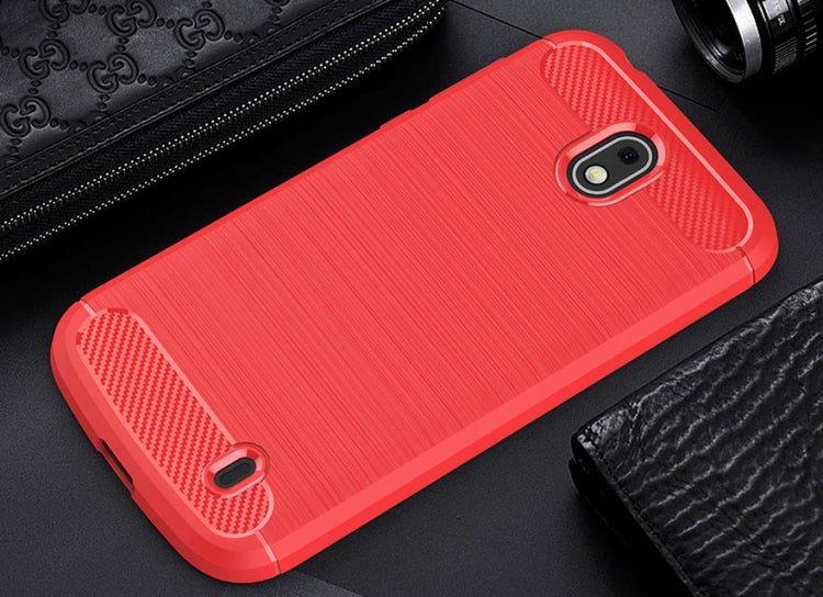 For Nokia 1 Brushed Texture Carbon Fiber Shockproof TPU Protective Back Case