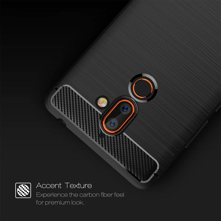 For Nokia 7 Plus Brushed Texture Carbon Fiber Shockproof TPU Protective Back Case