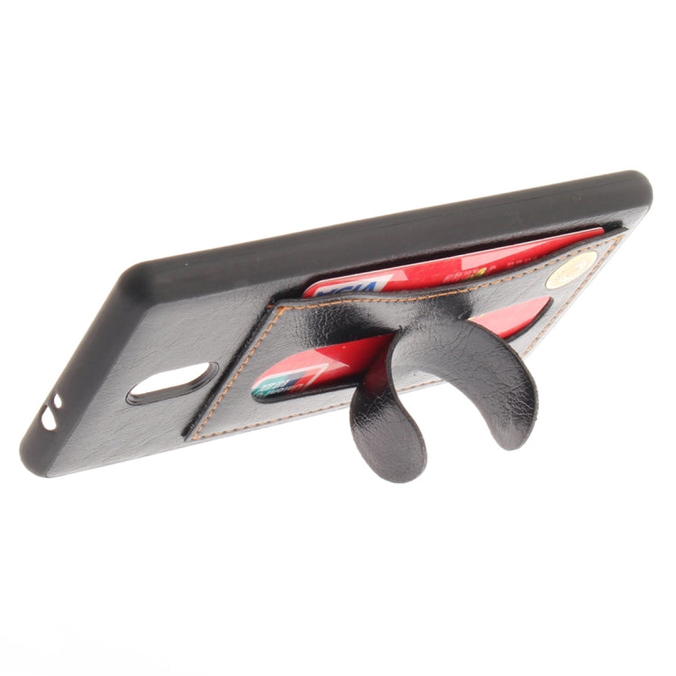 For Nokia 3 Litchi Texture TPU + Leather Pasted Protective Back Case with Holder & Card Slot